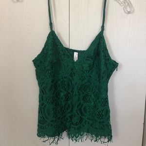 Xhilaration green lace top size M